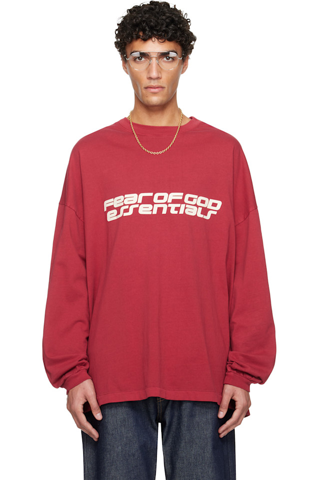 Fear Of God Essentials Красная праздничная футболка с длинными рукавами в стиле 90-х
Fear Of God Essentials Красная праздничная футболка с длинными рукавами в стиле 90-х