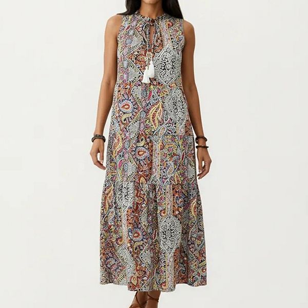 Женское платье-макси без рукавов с комбинированным принтом и завязкой на шее Anna-Kaci
Женское платье-макси без рукавов с комбинированным принтом и завязкой на шее Anna-Kaci