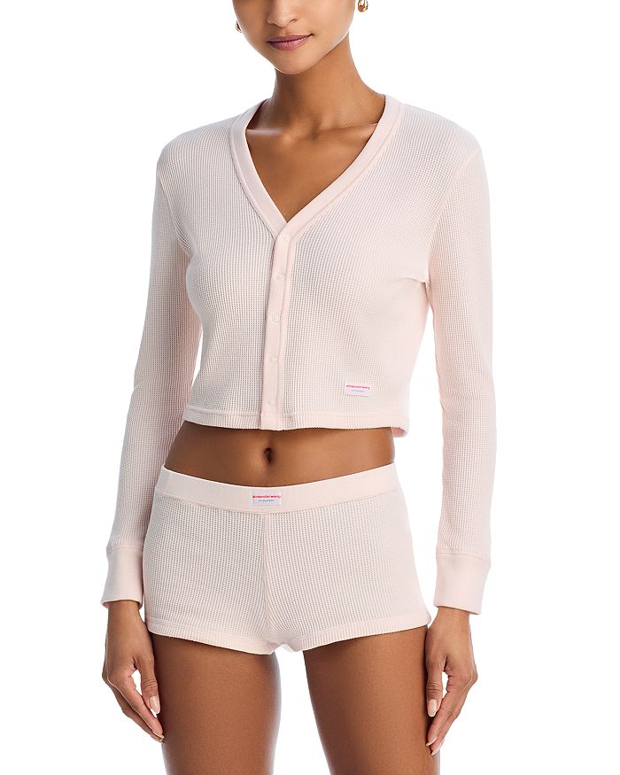 Укороченный кардиган с вафельной вязкой Alexander Wang, розовый
Укороченный кардиган с вафельной вязкой Alexander Wang, розовый