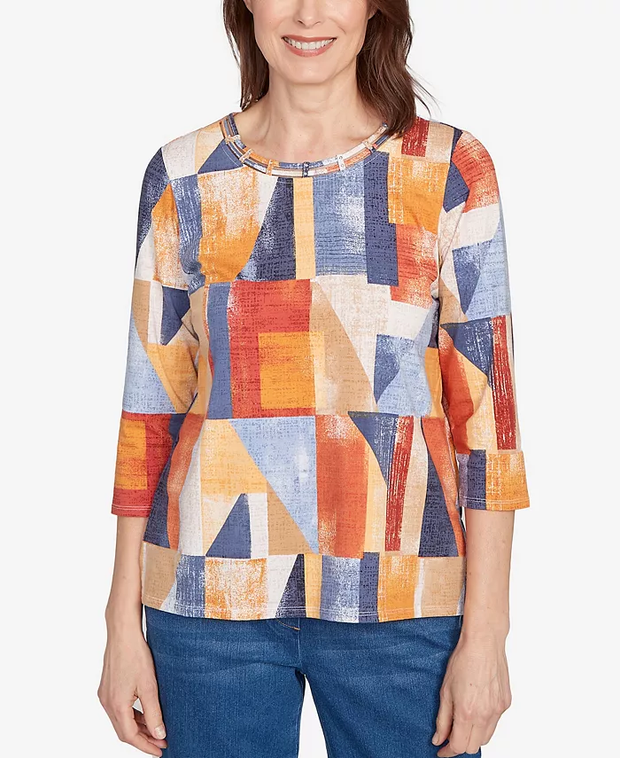 Топ с миниатюрным вырезом Alfred Dunner, синий
Топ с миниатюрным вырезом Alfred Dunner, синий