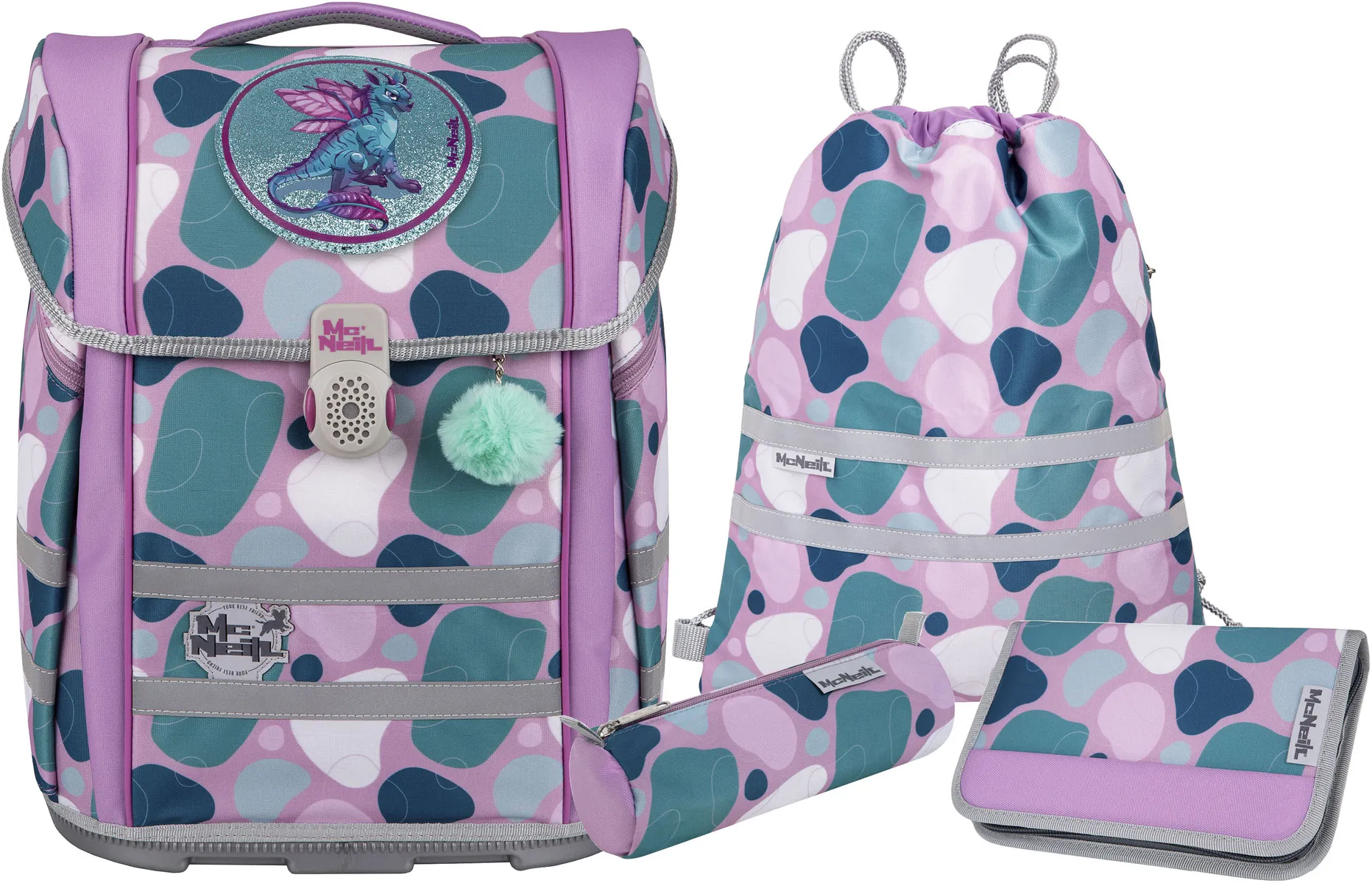 Школьная сумка McNeill "Perfecto, Barba", светоотражающие полосы на лямках, светоотражающие поверхности, в том числе пенал, спортивная сумка, рулончик для карандашей и магнит с мотивом, цвет Barba
Школьная сумка McNeill "Perfecto, Barba", светоотражающие полосы на лямках, светоотражающие поверхности, в том числе пенал, спортивная сумка, рулончик для карандашей и магнит с мотивом, цвет Barba