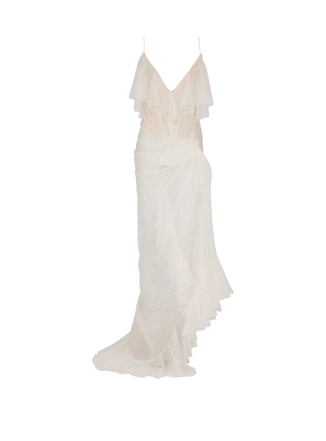 Длинное свободное платье с кружевными оборками Balmain, белый
Длинное свободное платье с кружевными оборками Balmain, белый