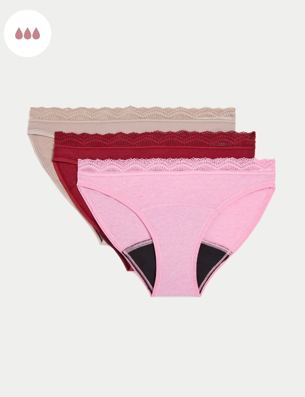 3 шт. Трусики-бикини с высокой впитываемостью Marks & Spencer, цвет Dark cranberry
3 шт. Трусики-бикини с высокой впитываемостью Marks & Spencer, цвет Dark cranberry