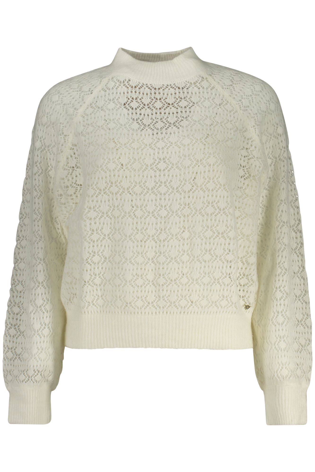 Женский свитер Guess Jeans ажурной вязки с шерстью альпаки, белый
Женский свитер Guess Jeans ажурной вязки с шерстью альпаки, белый