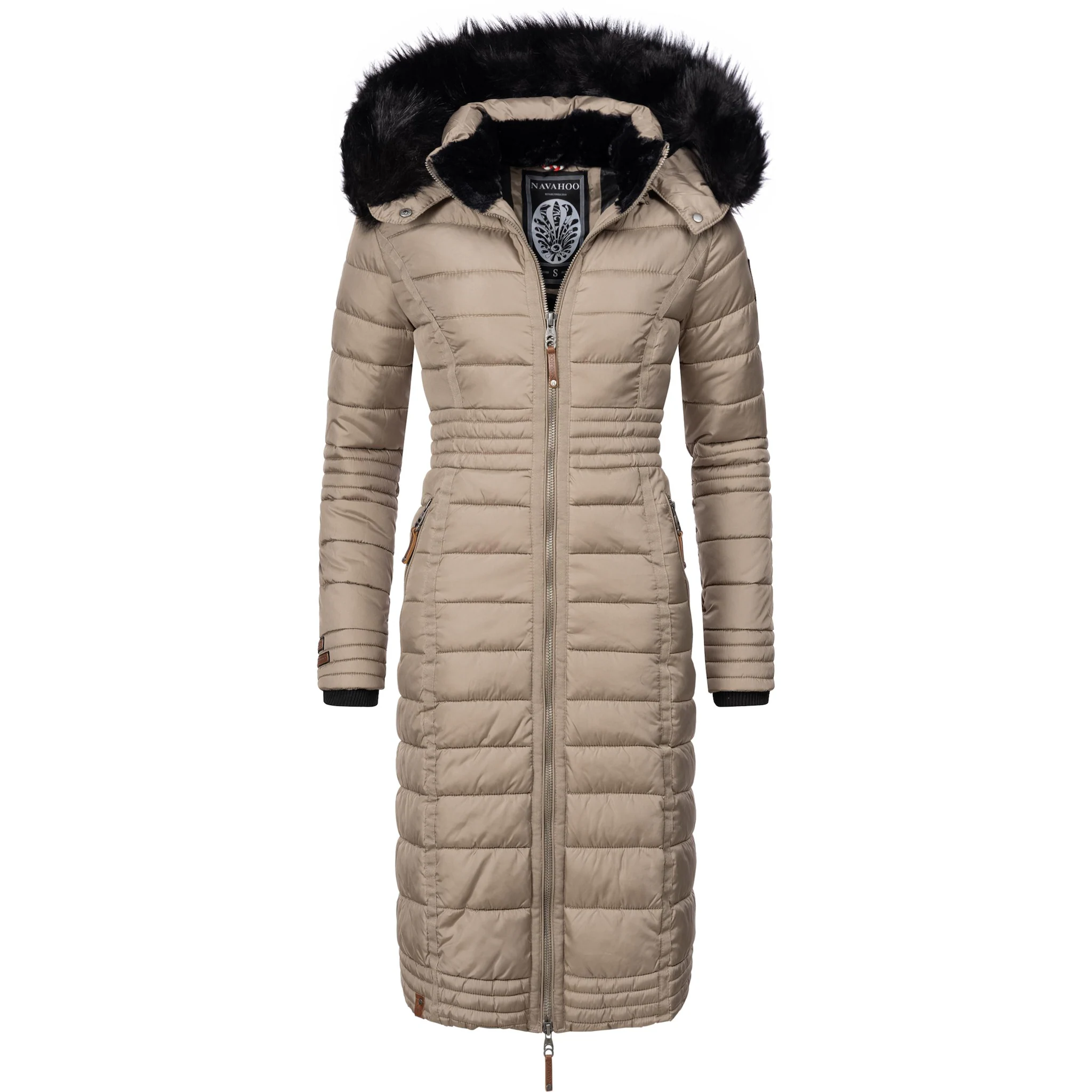 Зимнее пальто Наваху "Умай", длинное женское зимнее стеганое пальто с капюшоном из искусственного меха Navahoo, коричневый 
Зимнее пальто Наваху "Умай", длинное женское зимнее стеганое пальто с капюшоном из искусственного меха Navahoo, коричневый