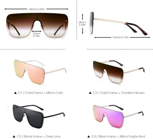 Модные солнцезащитные очки 2026 года для женщин и мужчин: большие солнцезащитные очки в винтажном стиле, солнцезащитные очки-щитки UV400 MTZJH, C4 Mirror Purple
Модные солнцезащитные очки 2026 года для женщин и мужчин: большие солнцезащитные очки в винтажном стиле, солнцезащитные очки-щитки UV400 MTZJH, C4 Mirror Purple