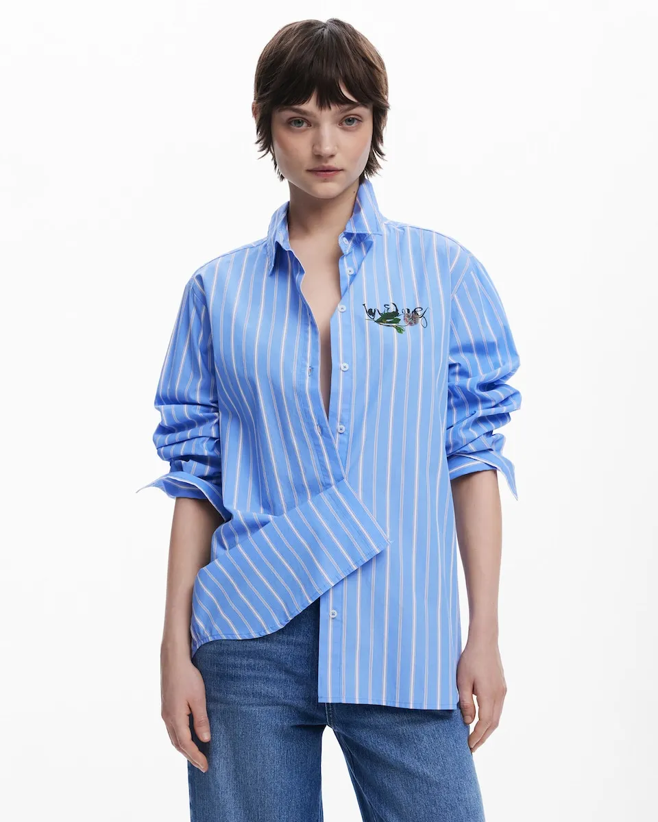 Женская полосатая рубашка с принтом на спине Desigual, синий
Женская полосатая рубашка с принтом на спине Desigual, синий