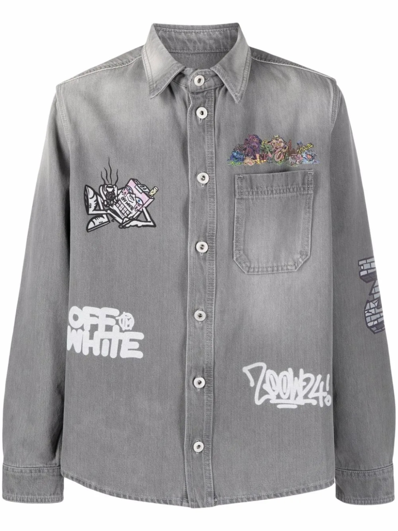 Off-White джинсовая рубашка из коллаборации с Graffiti Milano by Leonardo Totino, серый
Off-White джинсовая рубашка из коллаборации с Graffiti Milano by Leonardo Totino, серый