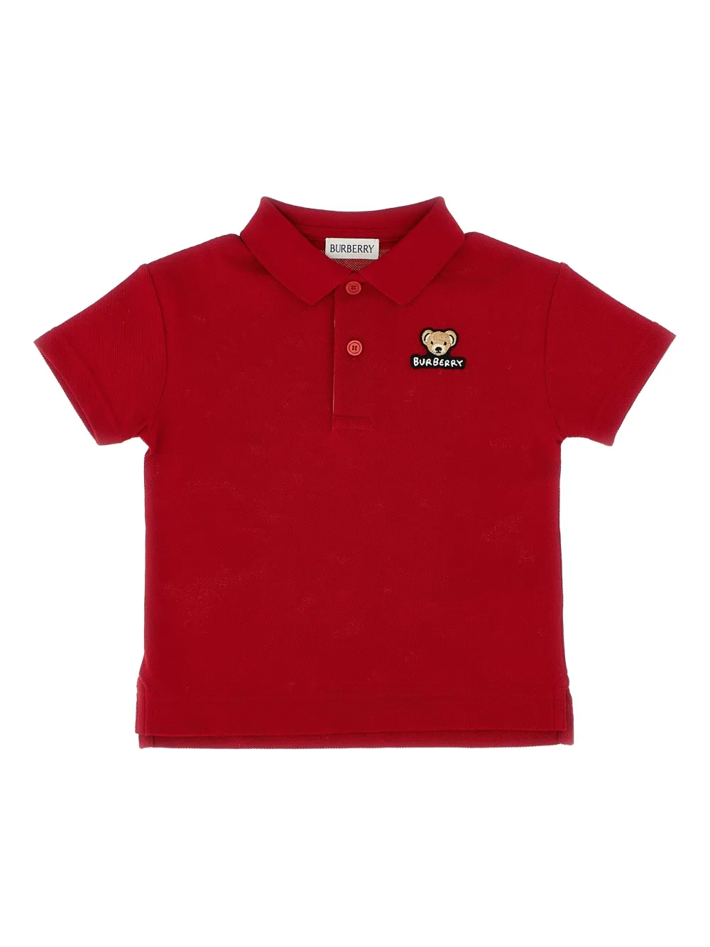 Рубашка-поло с логотипом медведя BURBERRY KIDS, красный 
Рубашка-поло с логотипом медведя BURBERRY KIDS, красный