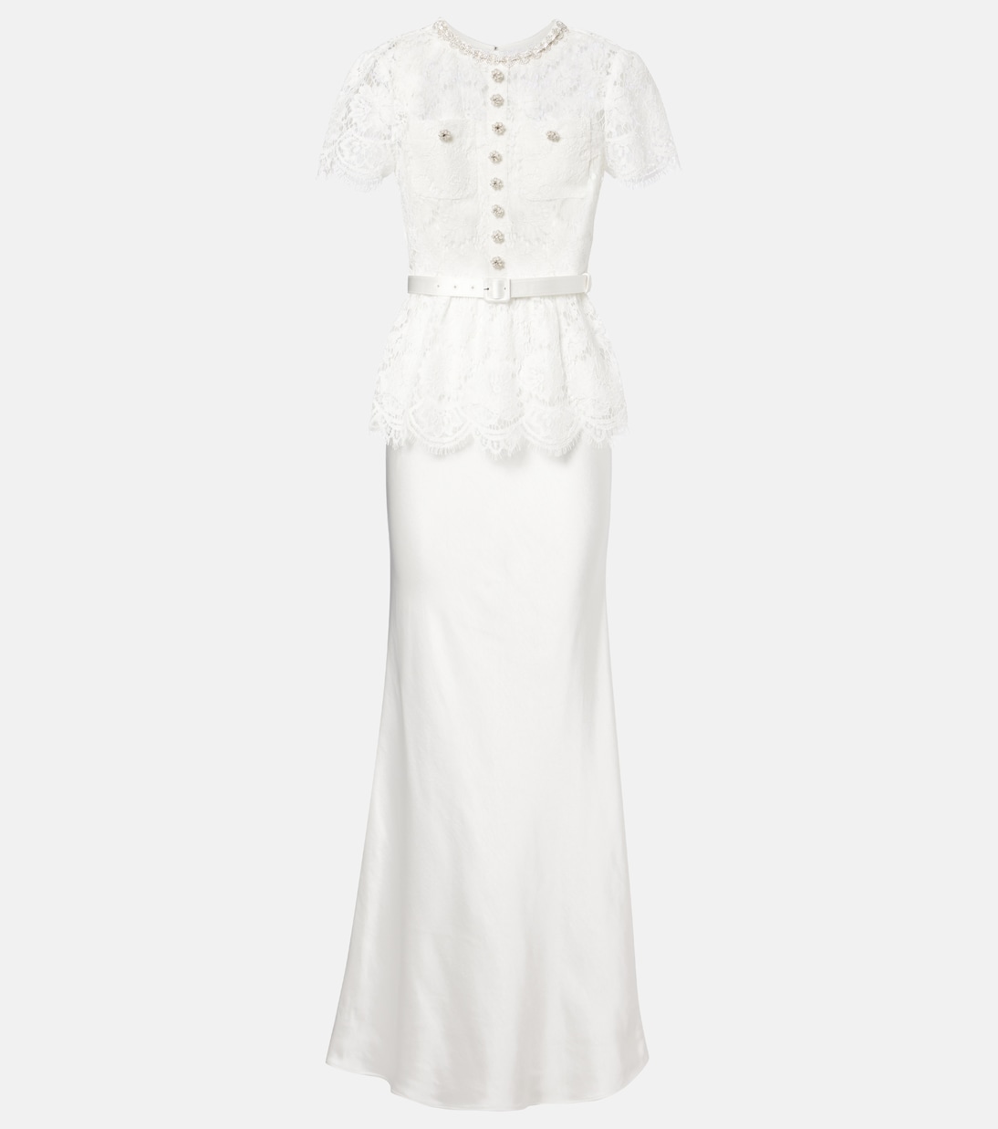 Свадебное платье из атласа с кружевом и декоративными элементами Self-Portrait, белый
Свадебное платье из атласа с кружевом и декоративными элементами Self-Portrait, белый