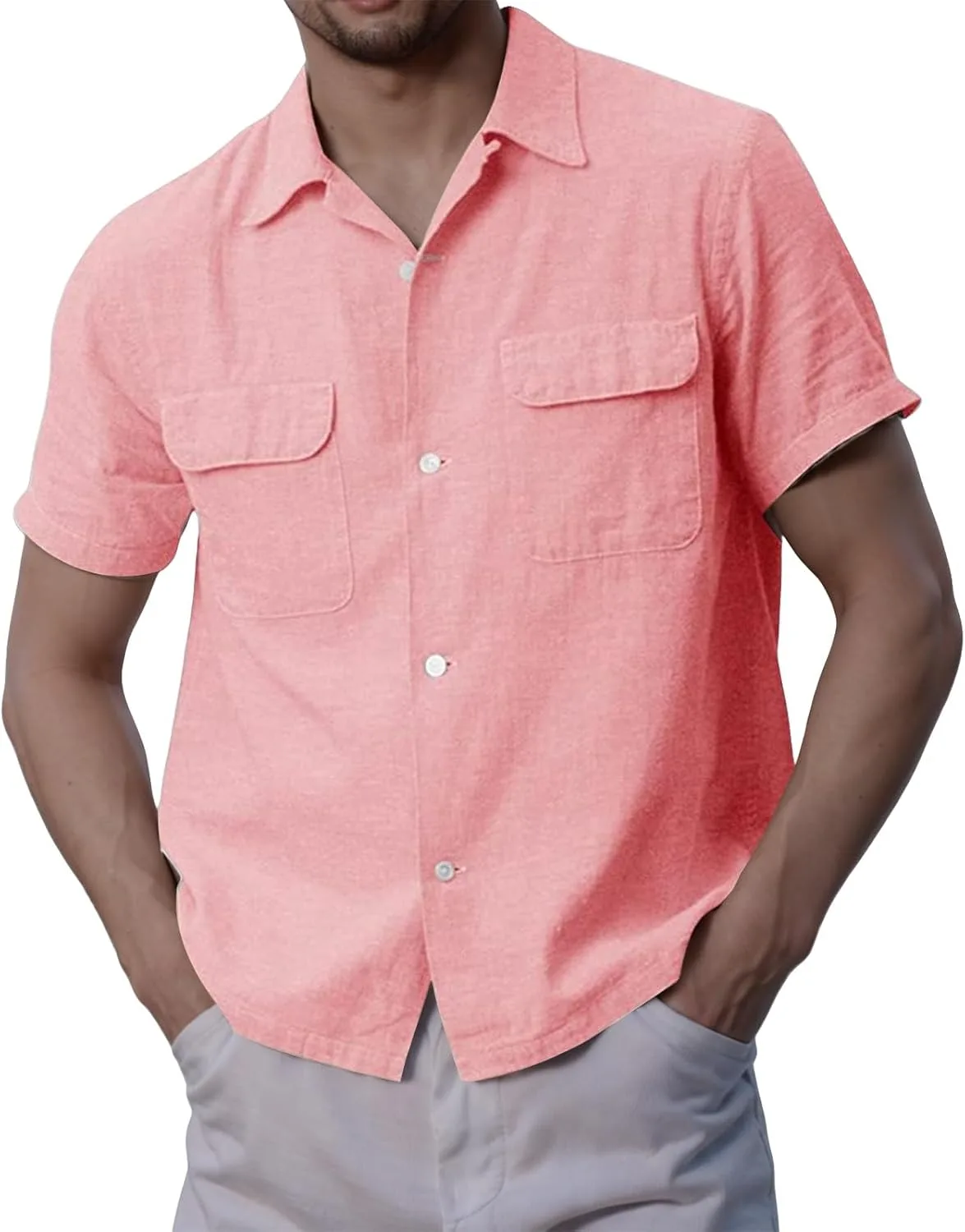 Мужская рубашка с коротким рукавом из хлопка и льна с воротником Thatrich
Мужская рубашка с коротким рукавом из хлопка и льна с воротником Thatrich