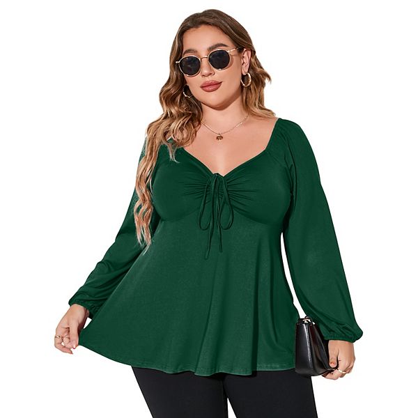 Женская блузка plus size с длинным рукавом, v-образным вырезом и рюшами Xuba, Green
Женская блузка plus size с длинным рукавом, v-образным вырезом и рюшами Xuba, Green