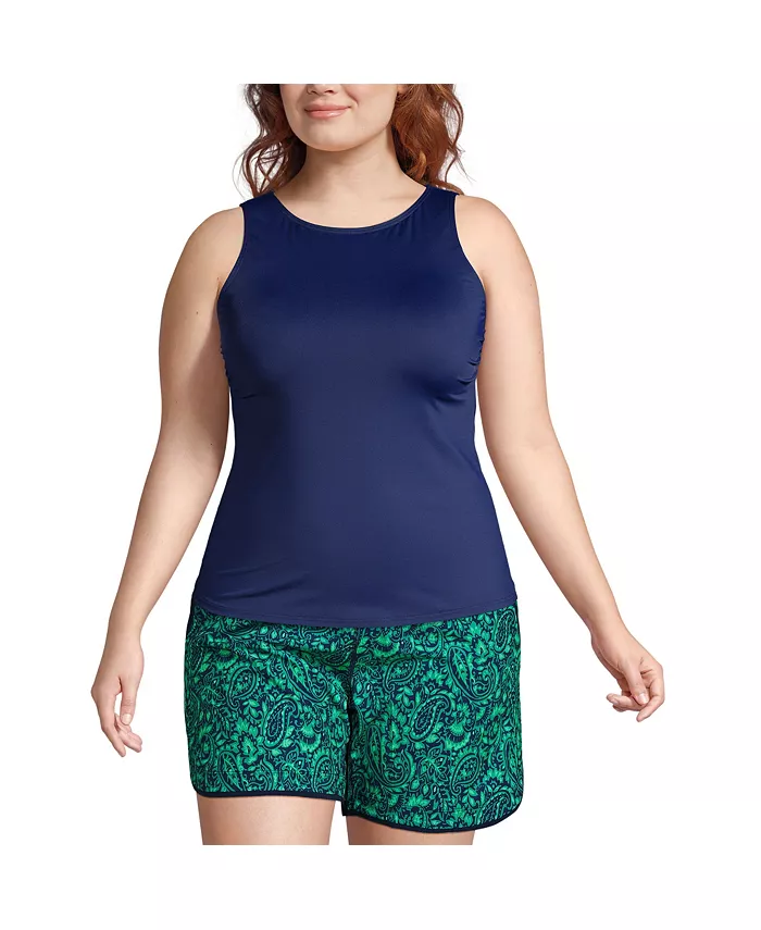 Женский купальный топ-танкини с высоким воротом, устойчивый к хлору, с защитой от солнца UPF 50, для полных размеров Lands' End, синий
Женский купальный топ-танкини с высоким воротом, устойчивый к хлору, с защитой от солнца UPF 50, для полных размеров Lands' End, синий