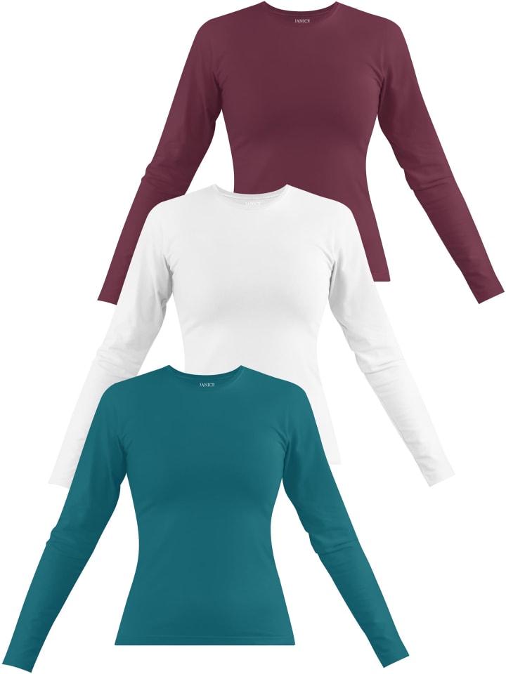 Лонгслив Janice 3 x Damen Langarmshirt hochgeschlossen Niska, цвет Petrol/Weiß/Burgund
Лонгслив Janice 3 x Damen Langarmshirt hochgeschlossen Niska, цвет Petrol/Weiß/Burgund