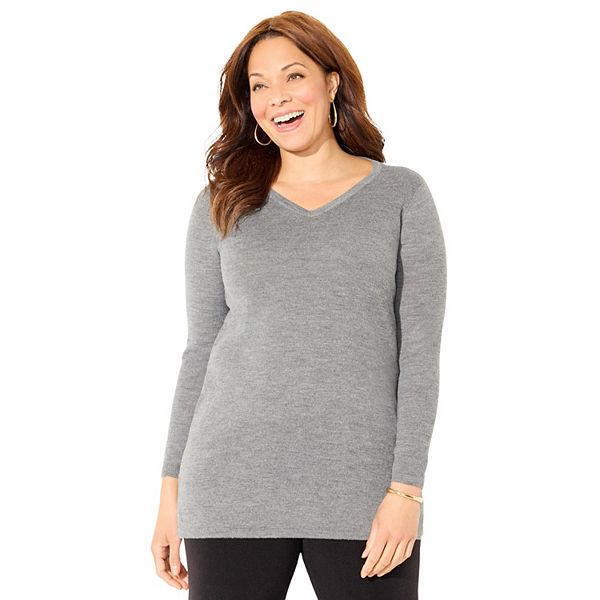 Женский свитер V-neck plus size cashmiracle Catherines, Medium Heather Grey
Женский свитер V-neck plus size cashmiracle Catherines, Medium Heather Grey