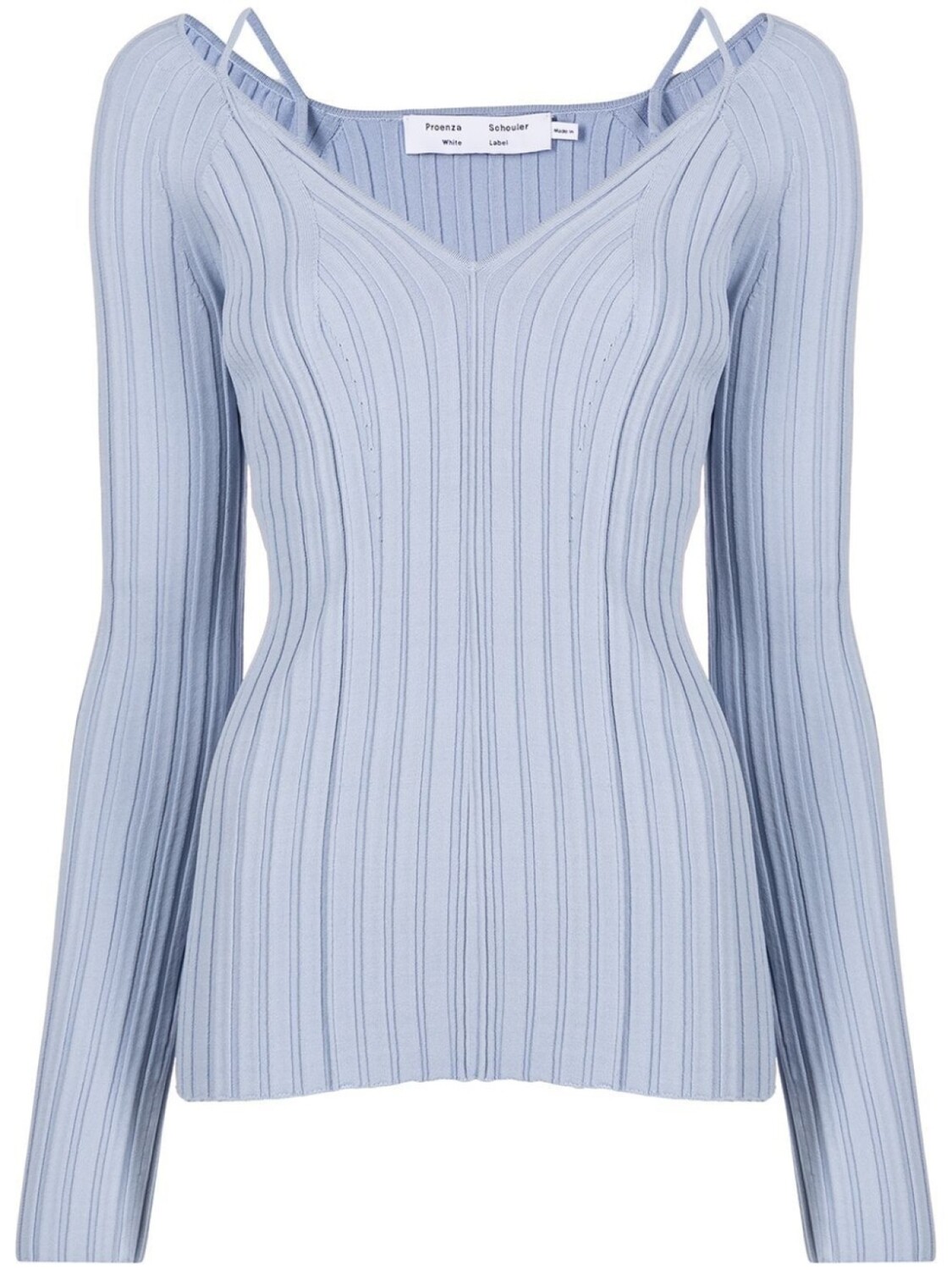 Proenza Schouler White Label топ в рубчик с V-образным вырезом, синий
Proenza Schouler White Label топ в рубчик с V-образным вырезом, синий