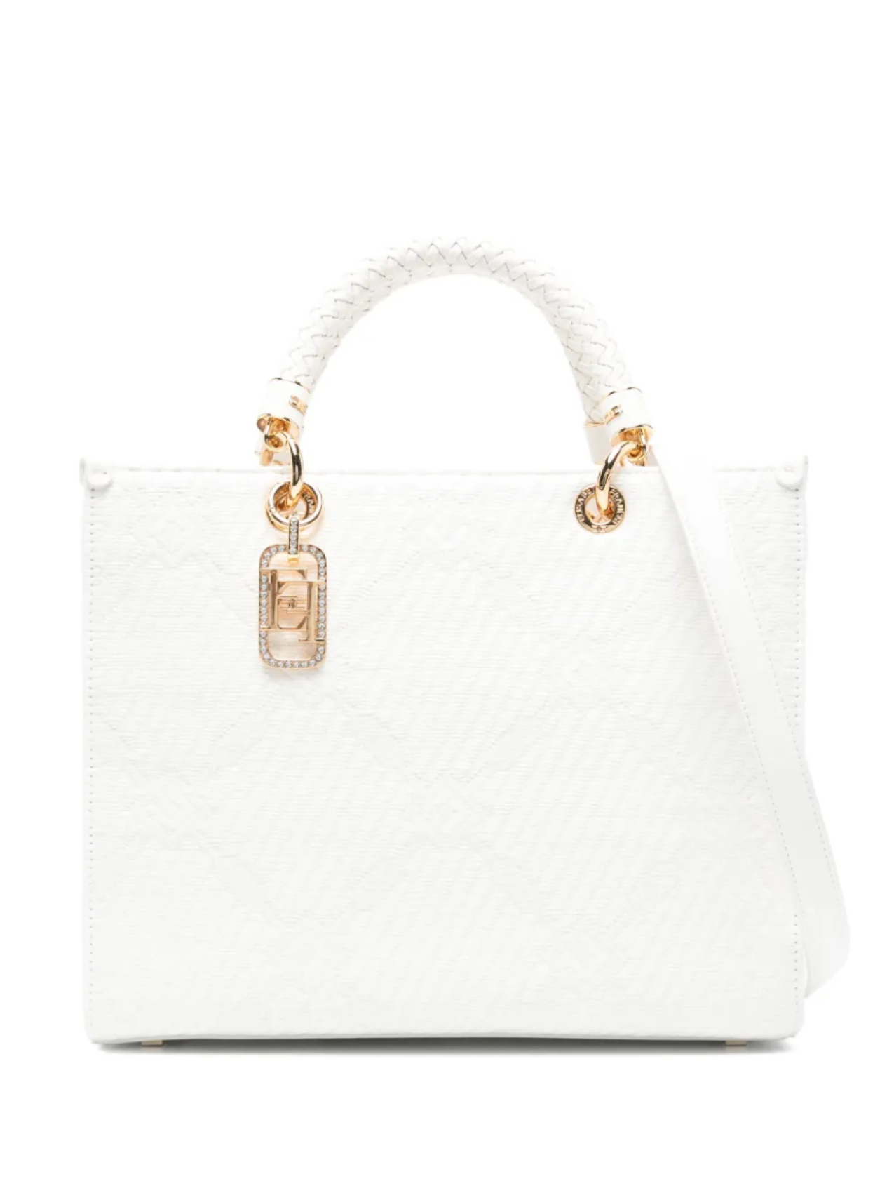 Жаккардовая сумка-тоут Elisabetta Franchi с узором, белый
Жаккардовая сумка-тоут Elisabetta Franchi с узором, белый