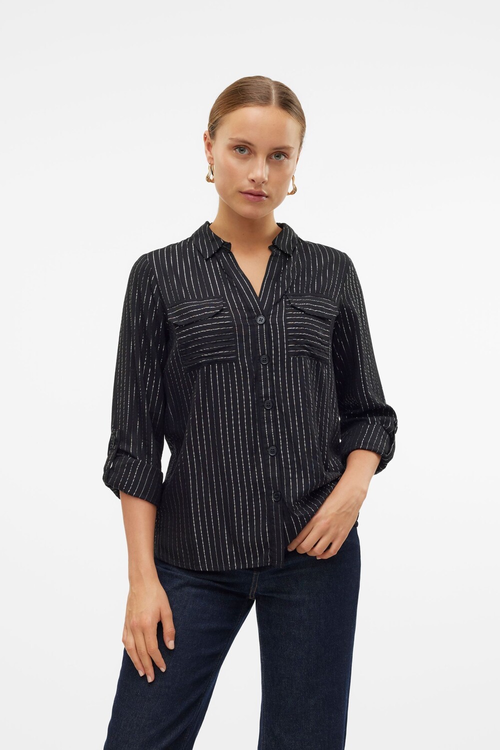 Рубашка с длинными рукавами и люрексовой нитью в полоску Vero Moda, металлический
Рубашка с длинными рукавами и люрексовой нитью в полоску Vero Moda, металлический