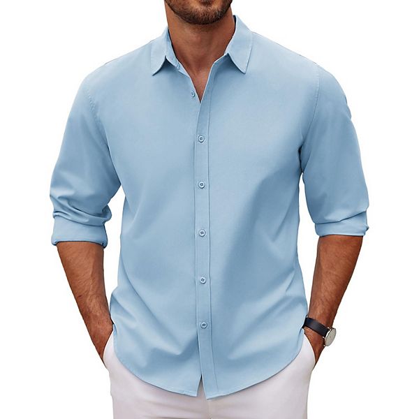 Мужская рубашка с длинным рукавом casual button up slim fit lightweight camp Coofandy, Light Blue
Мужская рубашка с длинным рукавом casual button up slim fit lightweight camp Coofandy, Light Blue