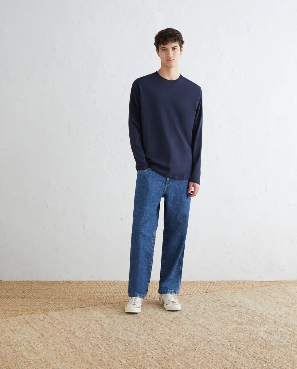 Мужская темно-синяя хлопковая футболка BCI с длинными рукавами Green Coast, темно-синий 
Мужская темно-синяя хлопковая футболка BCI с длинными рукавами Green Coast, темно-синий