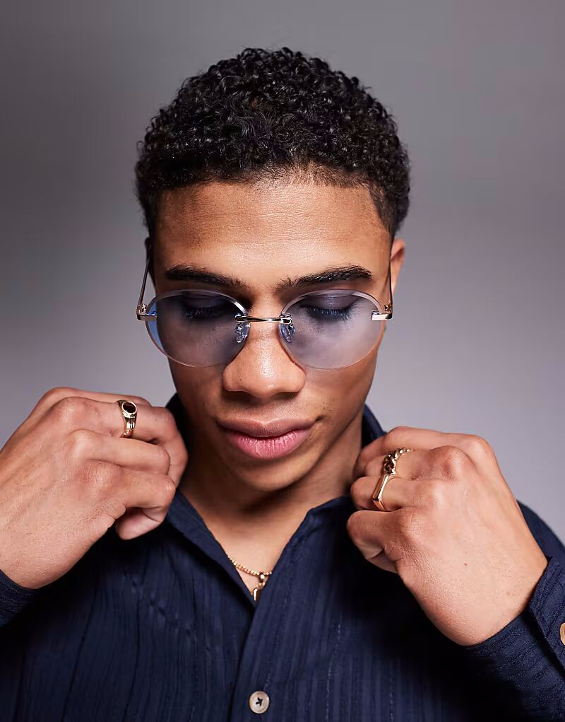 Солнцезащитные очки без оправы ASOS DESIGN Festival с синими градиентными линзами и золотистой металлической оправой
Солнцезащитные очки без оправы ASOS DESIGN Festival с синими градиентными линзами и золотистой металлической оправой