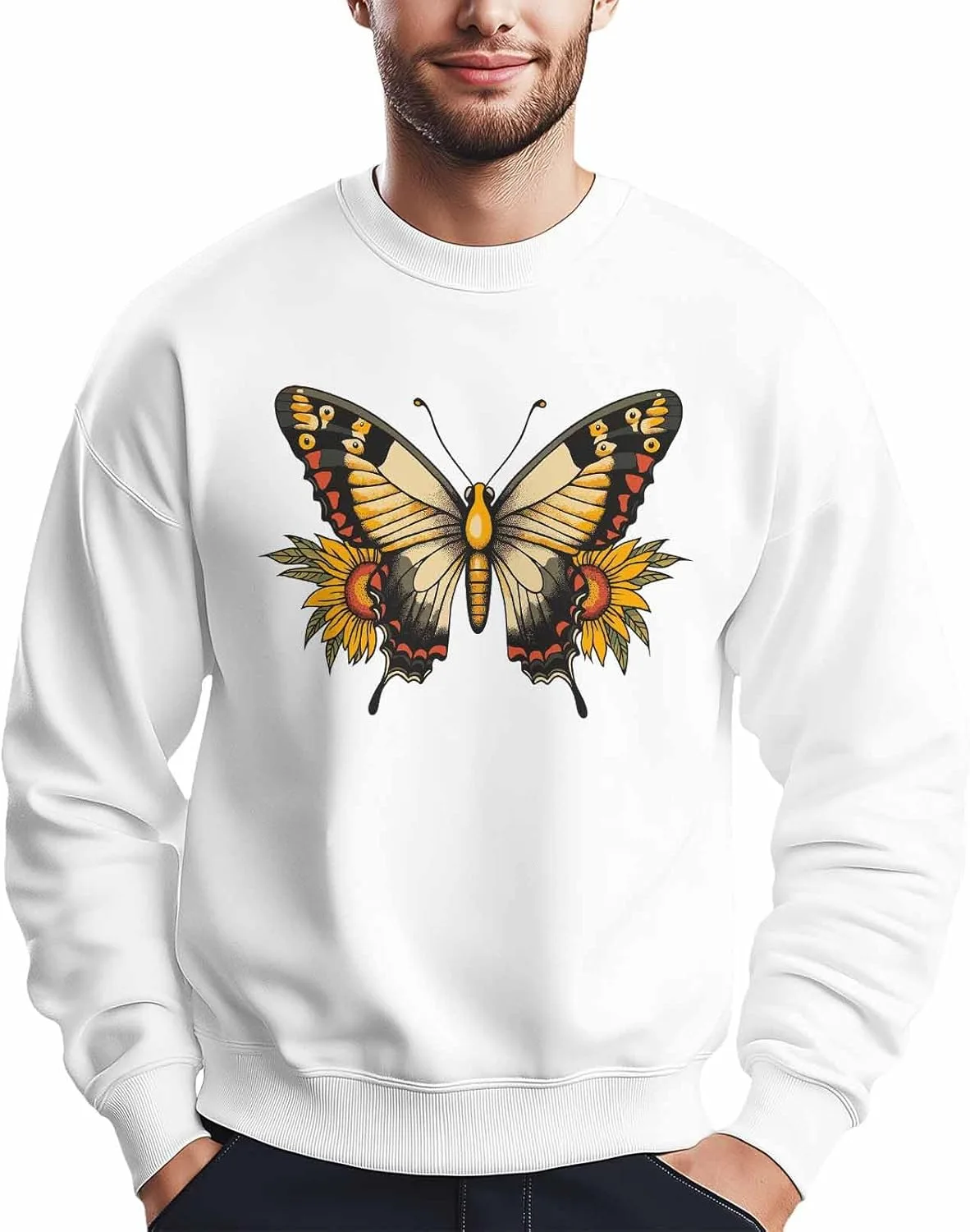 Мужской свитшот с принтом бабочки и цветов, черный и желтый Winvebermior
Мужской свитшот с принтом бабочки и цветов, черный и желтый Winvebermior