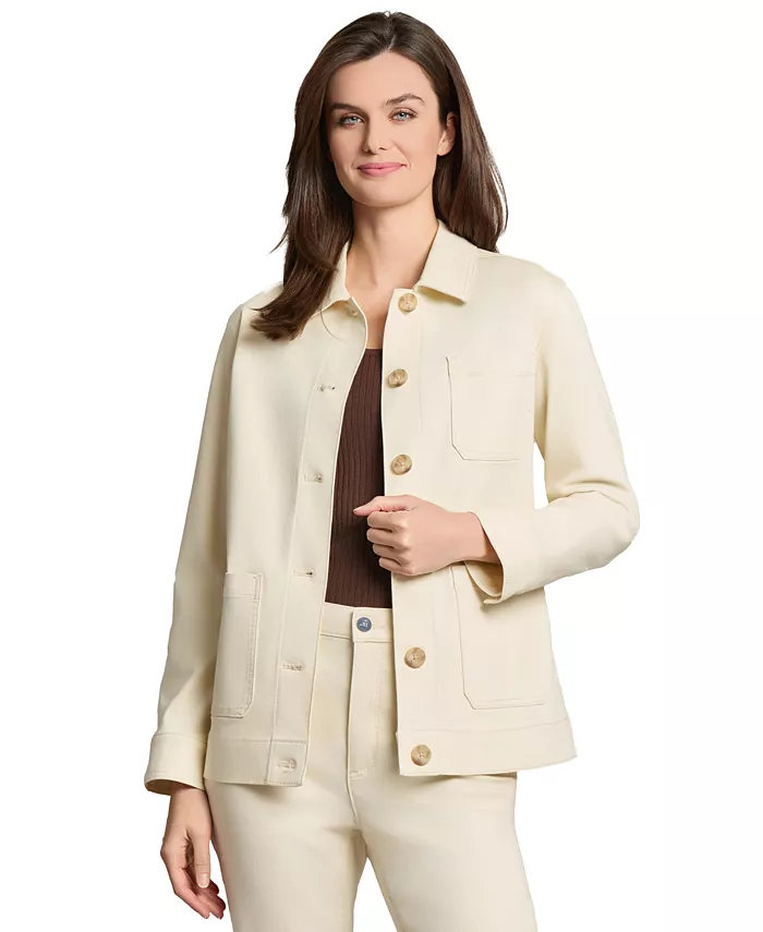 Женская джинсовая куртка City Denim с карманами спереди, PXS-XL Jones New York, белый
Женская джинсовая куртка City Denim с карманами спереди, PXS-XL Jones New York, белый