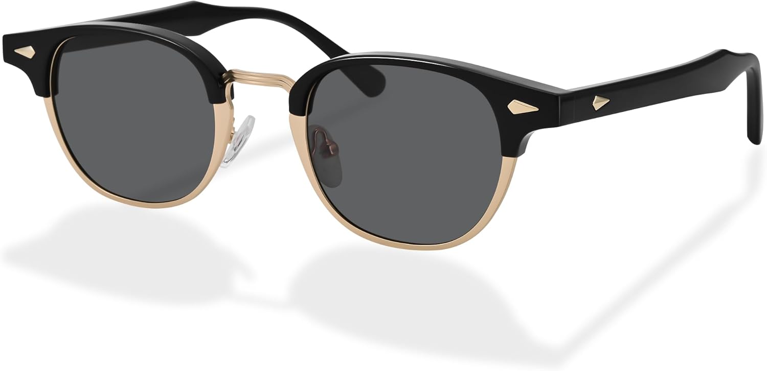 Поляризованные солнцезащитные очки Pro Acme для мужчин и женщин, классическая полуободковая оправа, квадратная форма, ретро-очки для вождения, блокировка УФ-излучения, Black on Gold/Grey
Поляризованные солнцезащитные очки Pro Acme для мужчин и женщин, классическая полуободковая оправа, квадратная форма, ретро-очки для вождения, блокировка УФ-излучения, Black on Gold/Grey