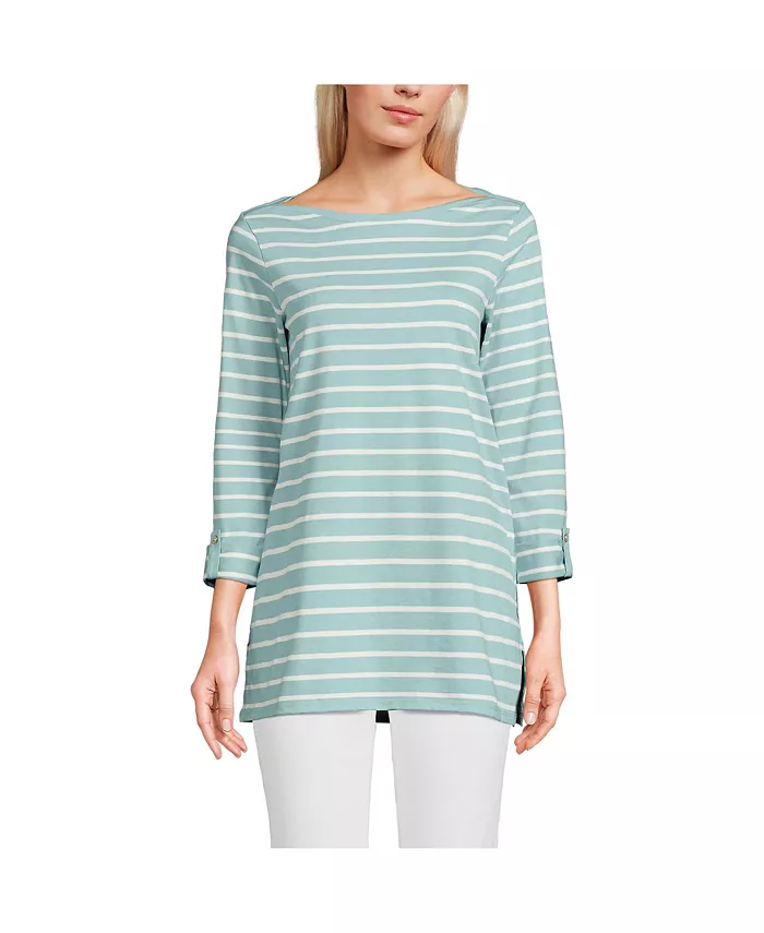 Женская туника Supima Cotton с регулируемым вырезом лодочкой и рукавом 3/4 Lands' End, зеленый 
Женская туника Supima Cotton с регулируемым вырезом лодочкой и рукавом 3/4 Lands' End, зеленый