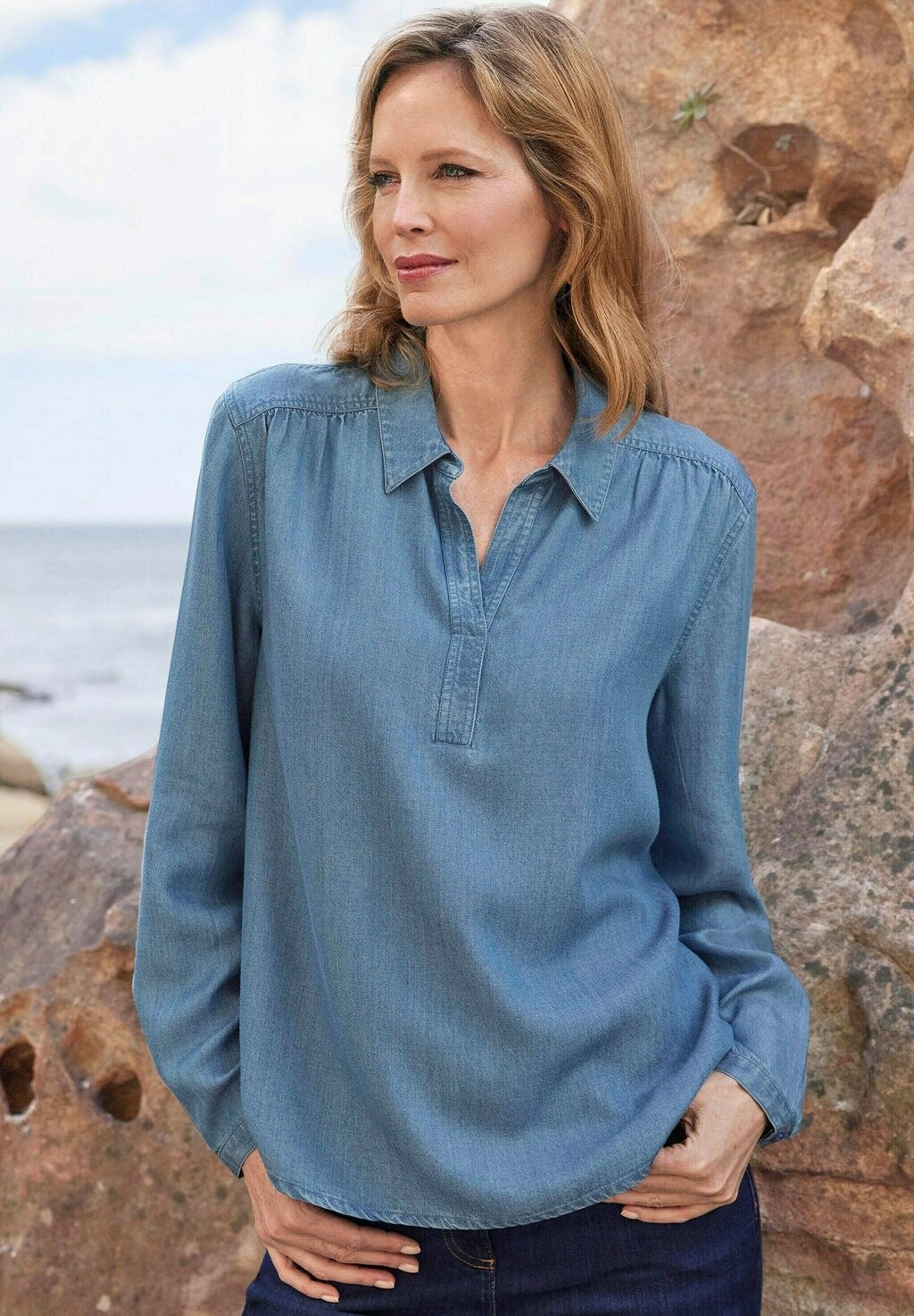 Топ с длинными рукавами GOLDNER, синий 
Топ с длинными рукавами GOLDNER, синий