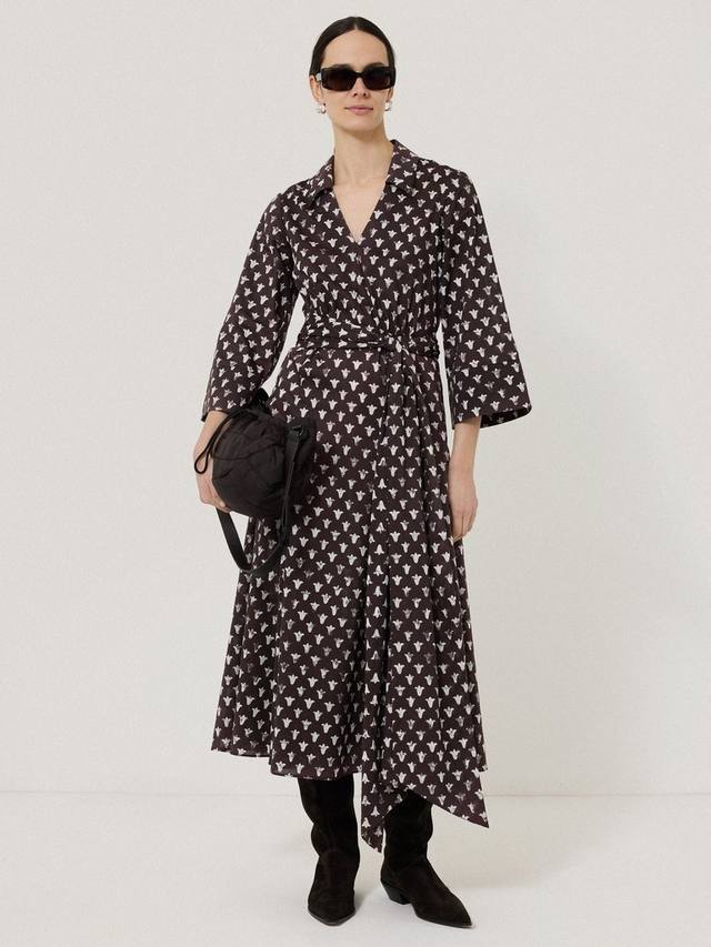 Платье-рубашка с принтом в виде тюльпана Jigsaw, цвет Oxblood 
Платье-рубашка с принтом в виде тюльпана Jigsaw, цвет Oxblood