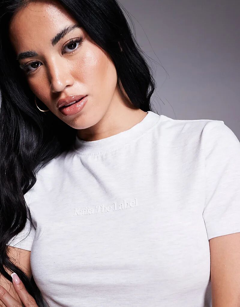 Укороченная приталенная футболка с логотипом Kaiia светло-серого меланжевого цвета
Укороченная приталенная футболка с логотипом Kaiia светло-серого меланжевого цвета