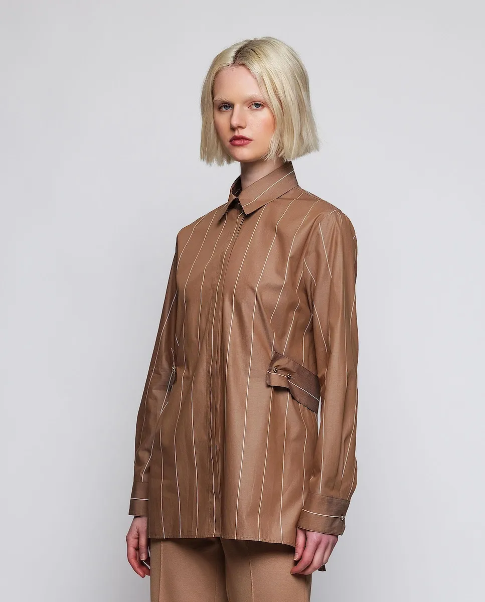 Женская рубашка в полоску из хлопка Mirto, песочный
Женская рубашка в полоску из хлопка Mirto, песочный