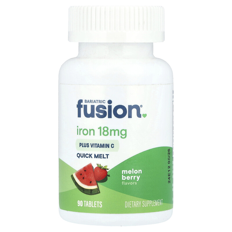 Bariatric Fusion, Quick Melt, железо с витамином C, ягоды дыни, 18 мг, 90 таблеток
Bariatric Fusion, Quick Melt, железо с витамином C, ягоды дыни, 18 мг, 90 таблеток