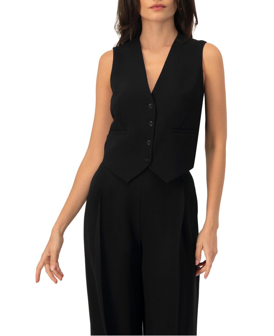 Женский приталенный жилет без рукавов с застежкой на пуговицы Ivonne, Black
Женский приталенный жилет без рукавов с застежкой на пуговицы Ivonne, Black