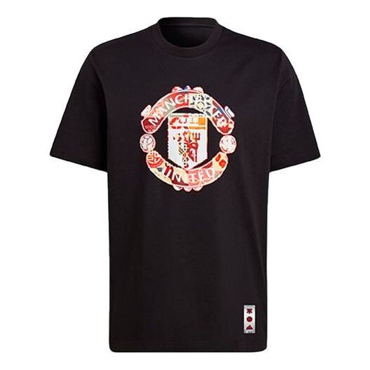 Футболка mufc cny tee ограниченный логотип печать manchester united футбол футбол круглый вырез короткий рукав Adidas, черный