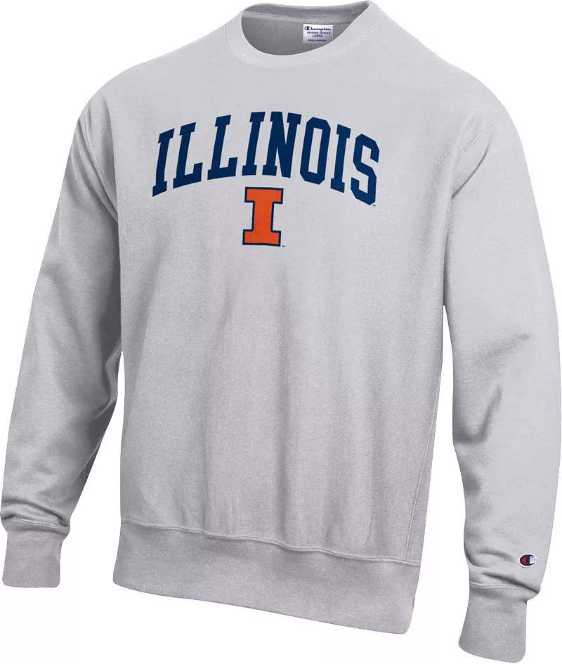 Мужская серая толстовка с круглым вырезом Champion Illinois Fighting Illini обратного плетения
Мужская серая толстовка с круглым вырезом Champion Illinois Fighting Illini обратного плетения