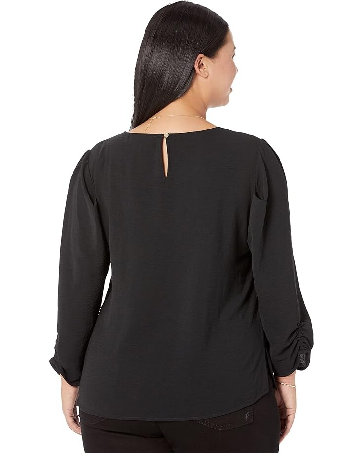 Топ DKNY 3/4 Ruched Sleeve Top, черный 
Топ DKNY 3/4 Ruched Sleeve Top, черный
