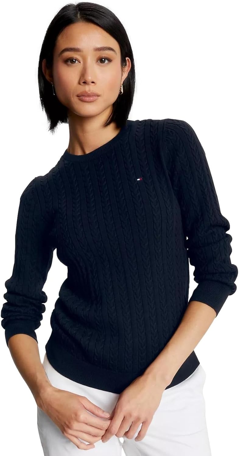 Коллекция женских свитеров Tommy Hilfiger Cable Kint с круглым вырезом и логотипом-флагом 2025 года, Desert Sky Navy
Коллекция женских свитеров Tommy Hilfiger Cable Kint с круглым вырезом и логотипом-флагом 2025 года, Desert Sky Navy