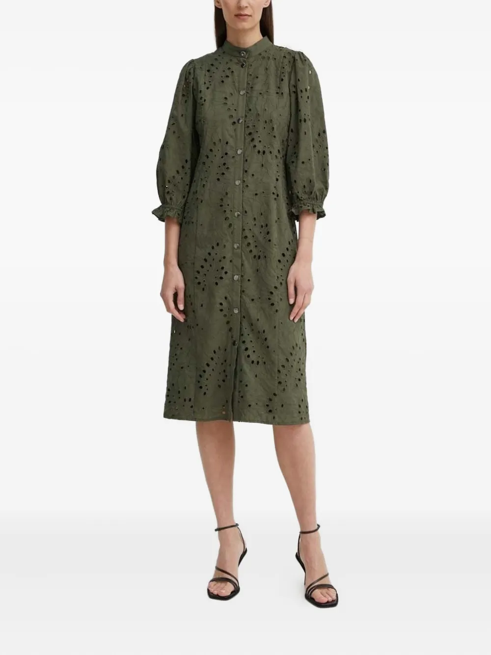 Платье с объемными рукавами и вышивкой Bruuns Bazaar, зеленый 
Платье с объемными рукавами и вышивкой Bruuns Bazaar, зеленый