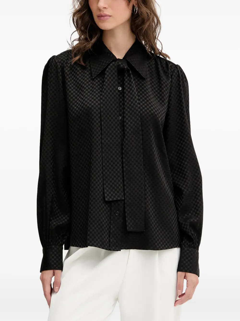 Клетчатая рубашка с объемными рукавами HUGO, черный 
Клетчатая рубашка с объемными рукавами HUGO, черный