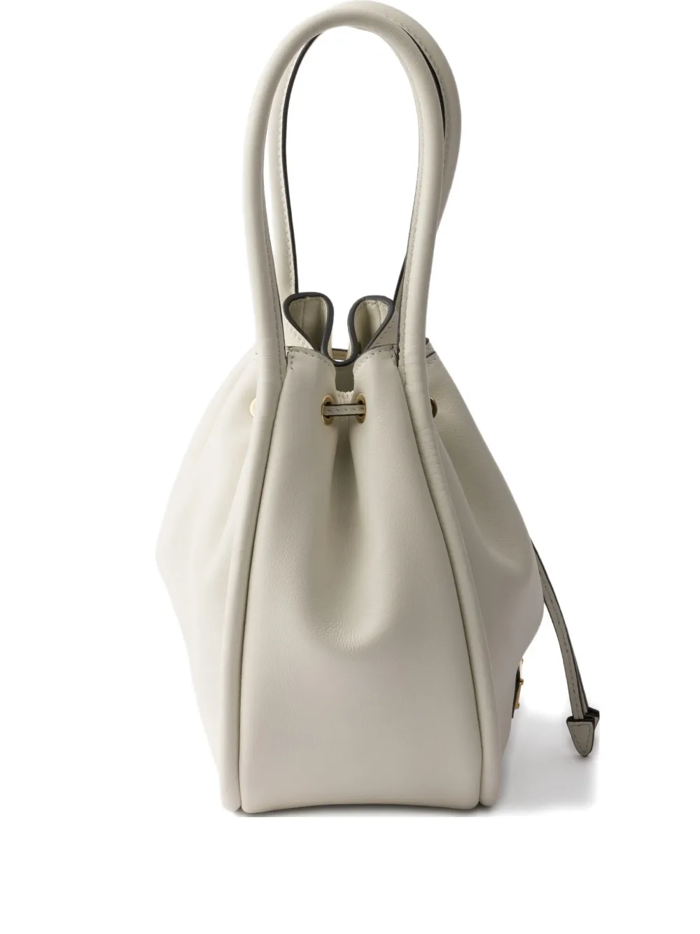 Маленькая кожаная сумка-ведро Prada, белый
Маленькая кожаная сумка-ведро Prada, белый