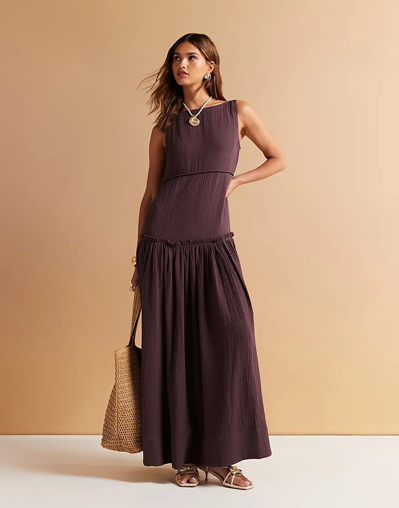 Платье макси ASOS DESIGN с вырезом-лодочкой и декоративной отделкой цвета горького шоколада
Платье макси ASOS DESIGN с вырезом-лодочкой и декоративной отделкой цвета горького шоколада