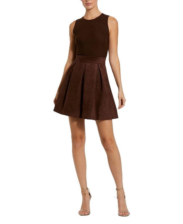 Мини-платье трапециевидного силуэта из сетки и замши Mac Duggal без рукавов, коричневый
Мини-платье трапециевидного силуэта из сетки и замши Mac Duggal без рукавов, коричневый