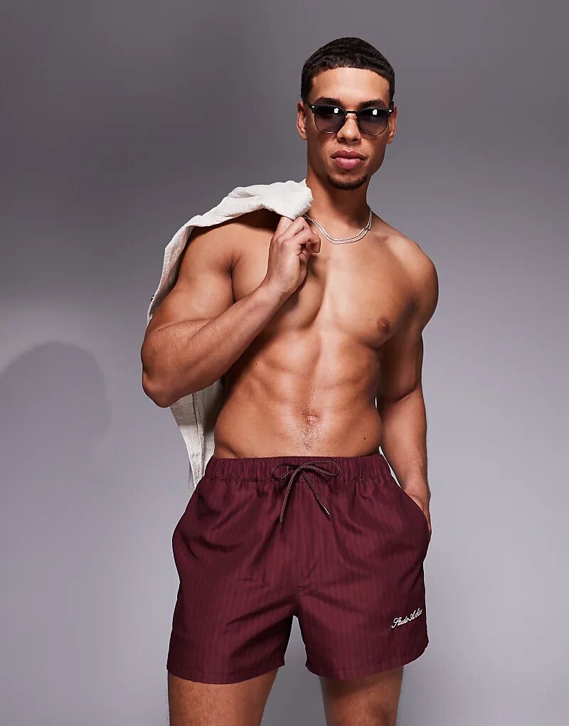 Короткие шорты для плавания ASOS DESIGN в бордовую полоску с принтом
Короткие шорты для плавания ASOS DESIGN в бордовую полоску с принтом