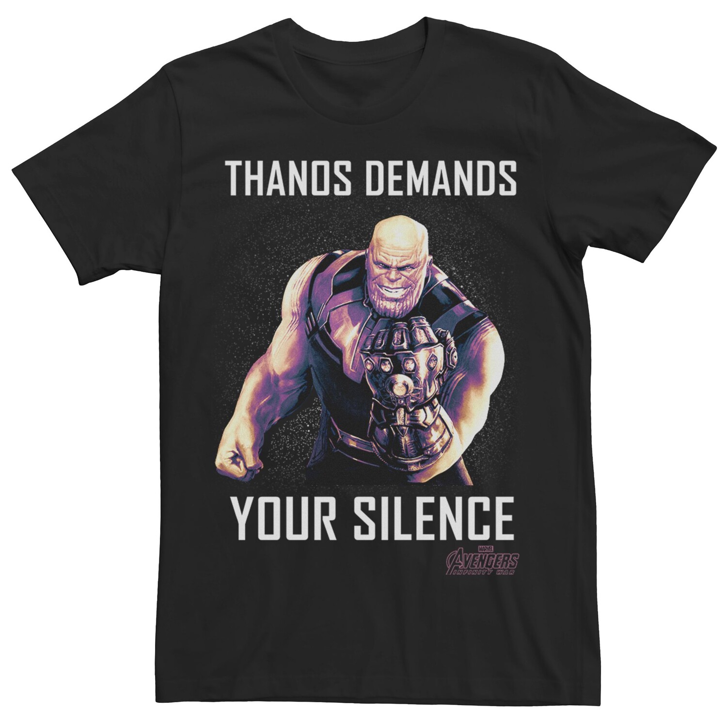Мужская футболка с рисунком Marvel Avengers Infinity War Thanos Silence Licensed Character
Мужская футболка с рисунком Marvel Avengers Infinity War Thanos Silence Licensed Character