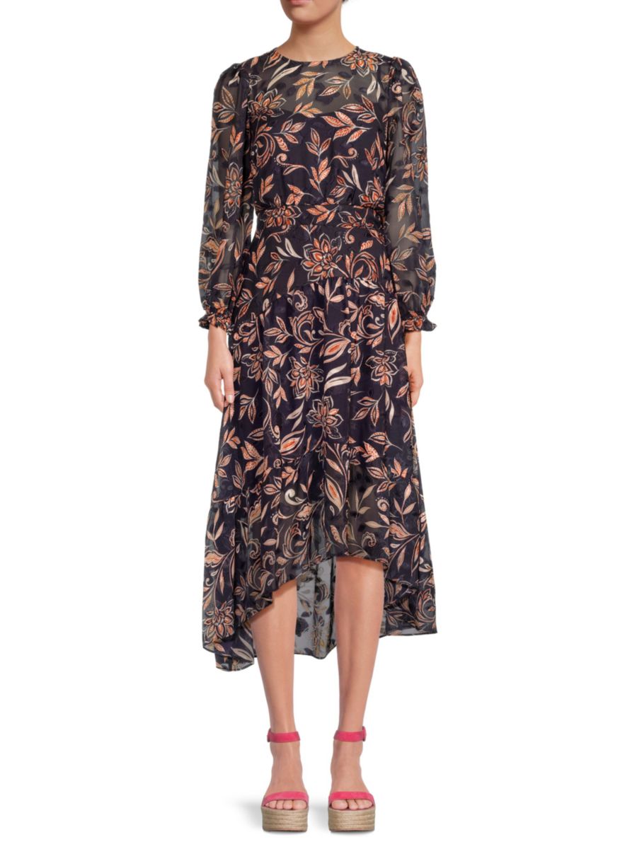 Платье-миди с принтом Eliza J, темно-синий 
Платье-миди с принтом Eliza J, темно-синий