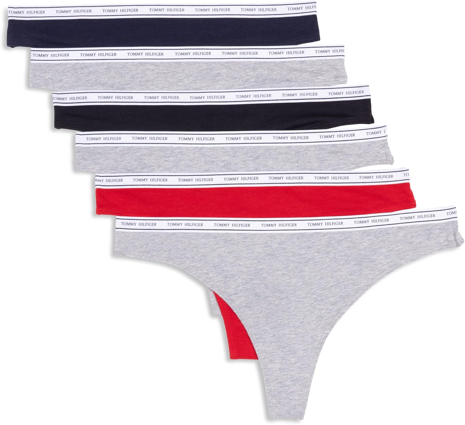 Женские хлопковые стринги Tommy Hilfiger - 6 шт., Heather Grey /Navy /Red /Grey /Black /Red
Женские хлопковые стринги Tommy Hilfiger - 6 шт., Heather Grey /Navy /Red /Grey /Black /Red