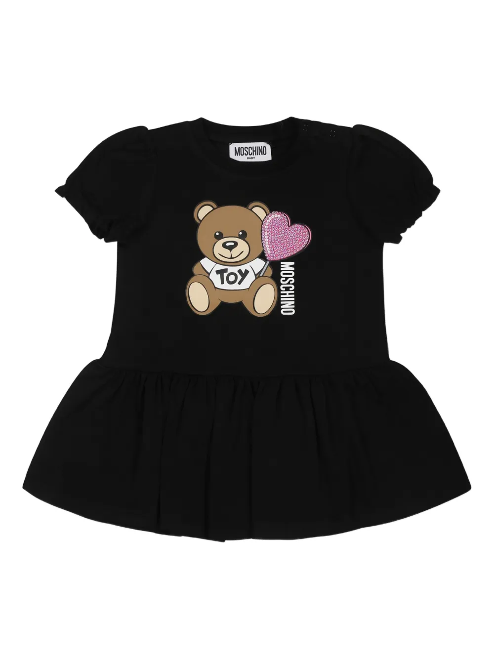 Платье мини с принтом Teddy Bear Moschino Kids, черный 
Платье мини с принтом Teddy Bear Moschino Kids, черный