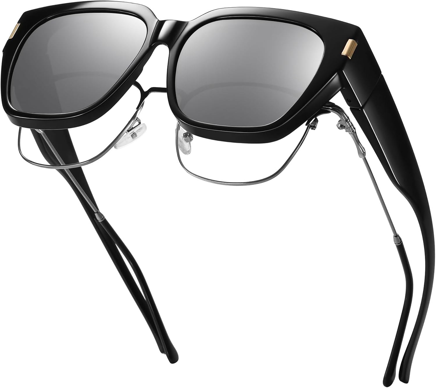 Солнцезащитные очки HAOLOTA с поляризованными линзами, надеваемые поверх обычных очков, для женщин и мужчин. Модные квадратные очки с обтекаемой формой и защитой от УФ-излучения, L Size 15 Black/Silver
Солнцезащитные очки HAOLOTA с поляризованными линзами, надеваемые поверх обычных очков, для женщин и мужчин. Модные квадратные очки с обтекаемой формой и защитой от УФ-излучения, L Size 15 Black/Silver